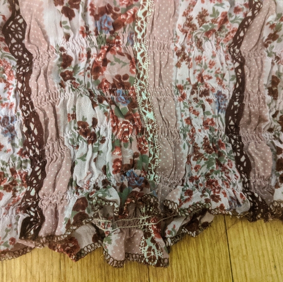 Diab'less Boho Festival Floral Pink Crop Top tank - Picture 5 of 7